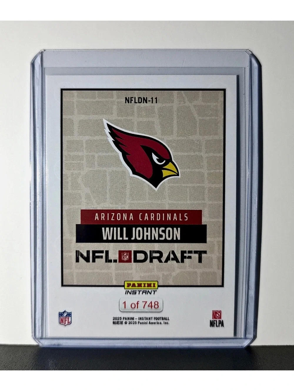 Will Johnson Rookie 2025 NFL Draft #11 Football Card Arizona Cardinals 1 of 748